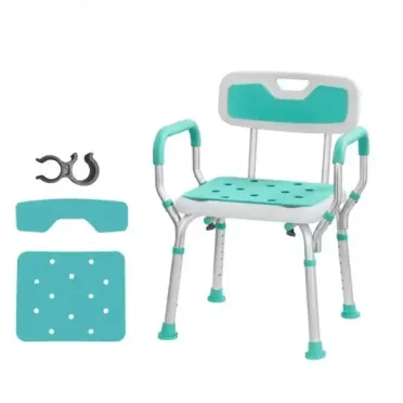 ALUMINUM ALLOY HEIGHT ADJUSTABLE SHOWER CHAIR WITH BACKREST